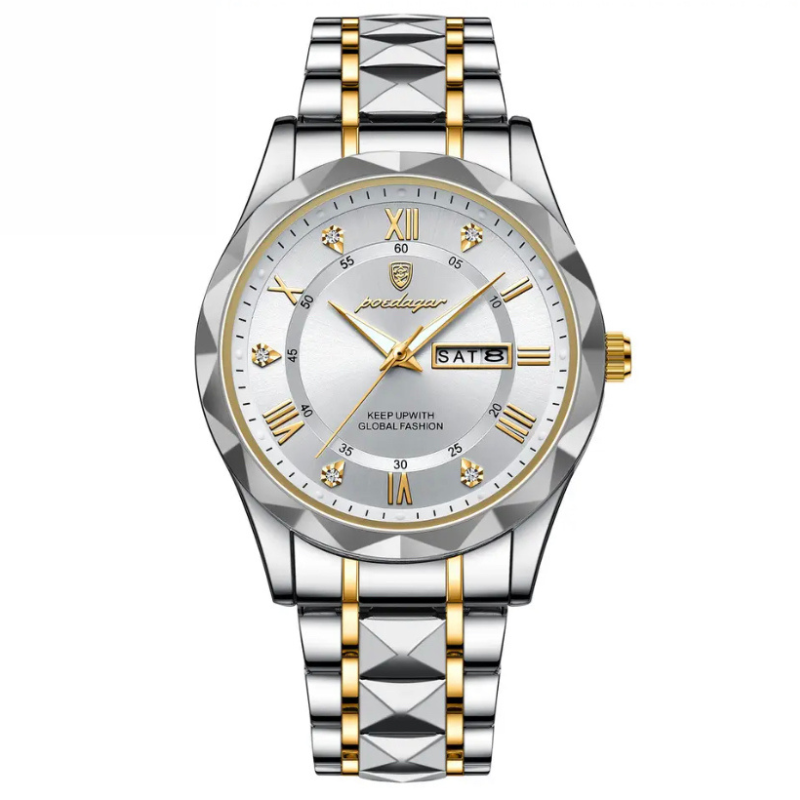 POEDAGAR Luminous Steel 40mm Watch - Water Resistant | Transferred steel